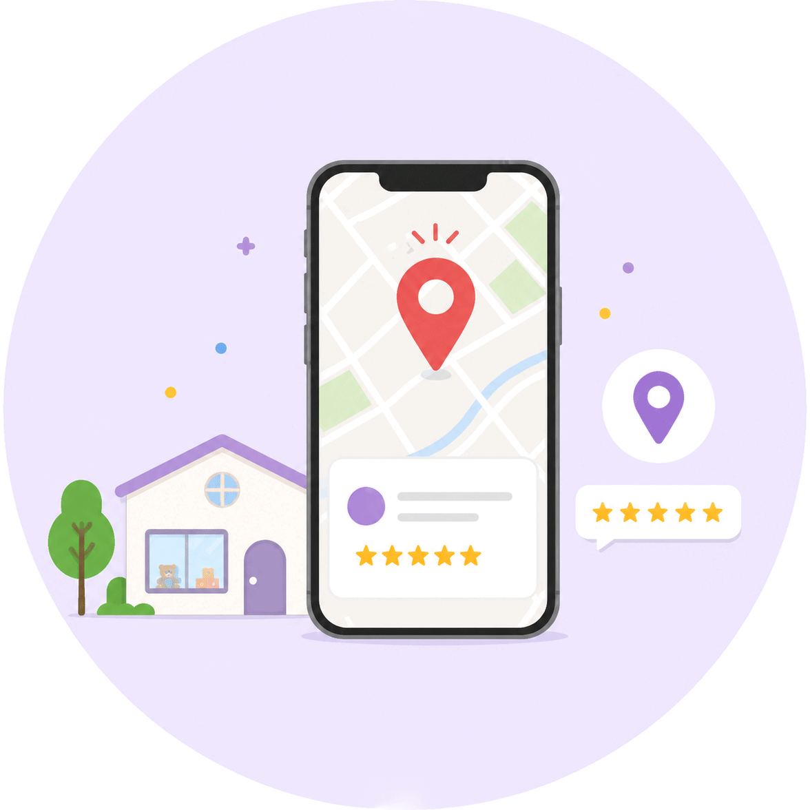 Googleマップ上で教室情報を運用代行するMEOサービスのイメージ
